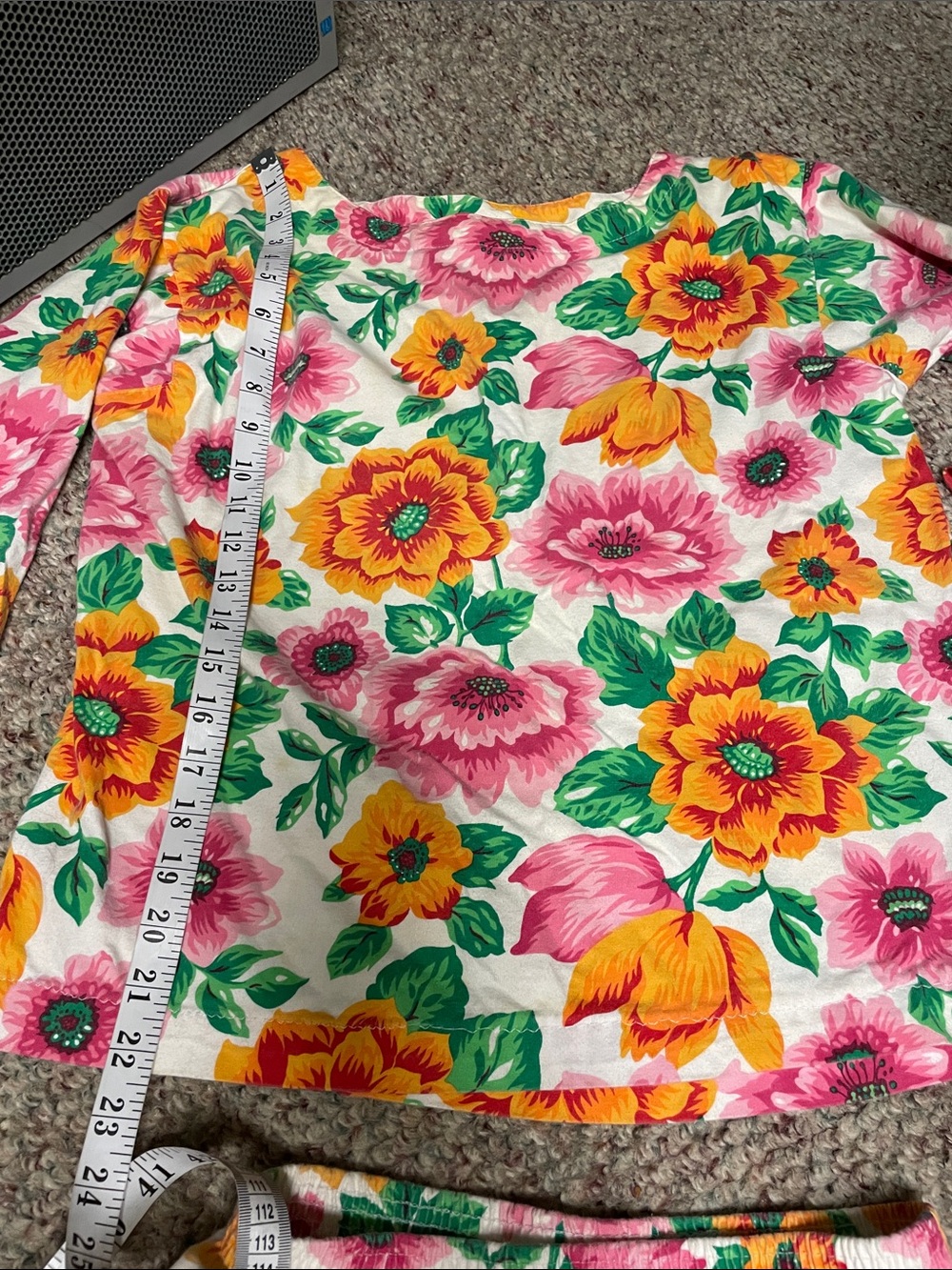 Vintage 80s cotton Bright Floral Two-Piece skirt Set - Pink & Yellow Flowers - Picture 5 of 7
